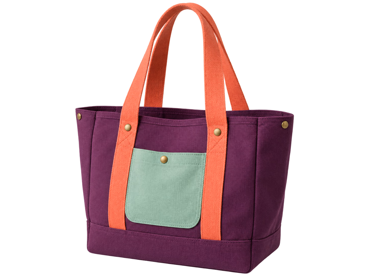 Purple canvas tote isolated on a transparent background