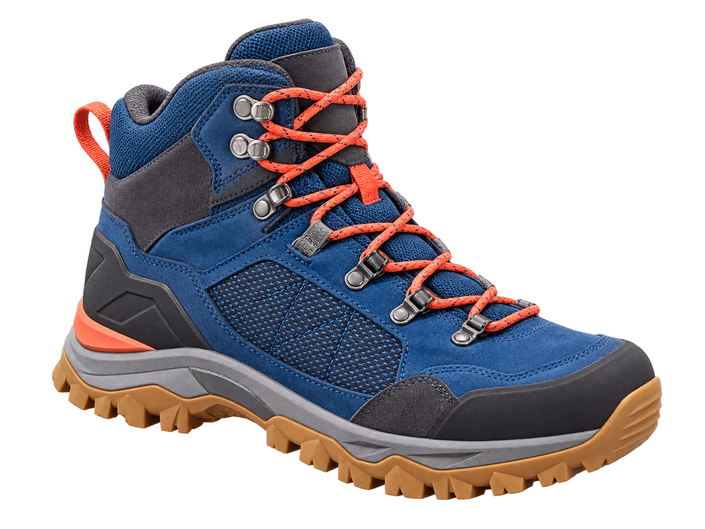 Blue hiking boot isolated on a transparent background
