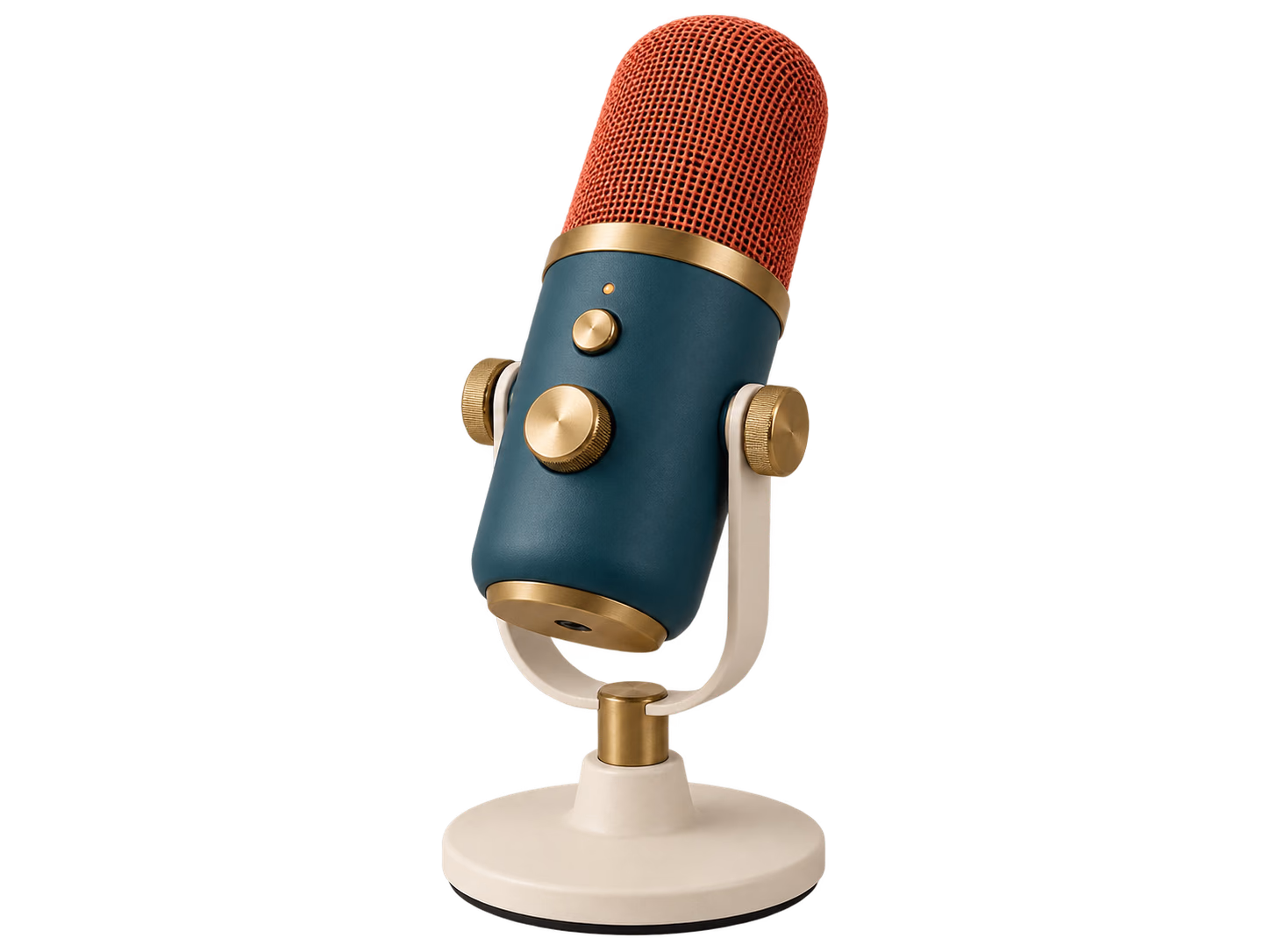 Teal podcast microphone isolated on a transparent background