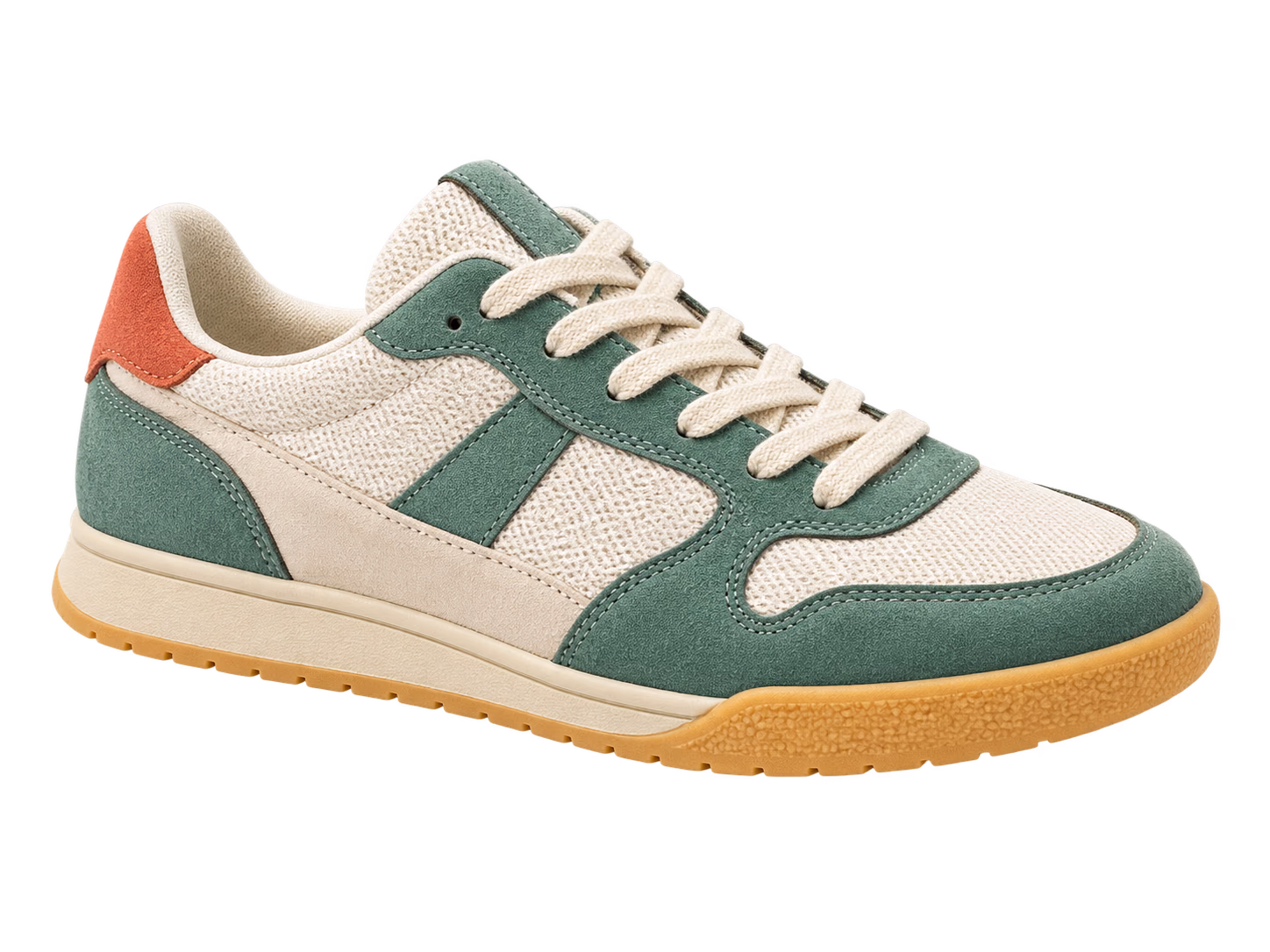 Green and cream sneaker isolated on a transparent background