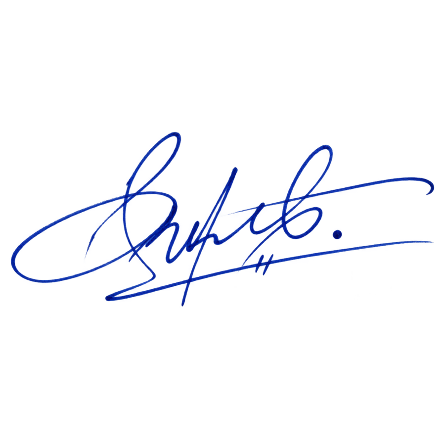 Blue ink signature preserved after the paper background was removed
