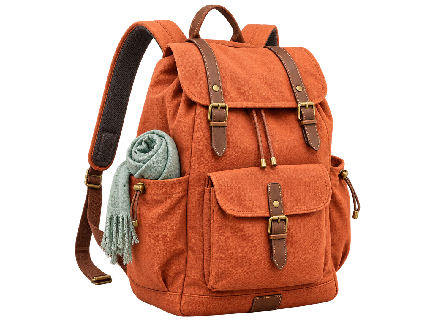 Terracotta backpack isolated on a transparent background